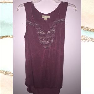 Purple embroidered tank